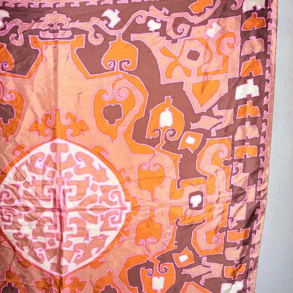 Dior Pink and Coral Silk Scarf with hand rolled hem